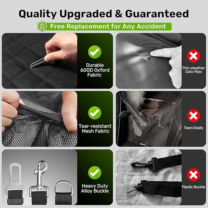 Zanch 2025 Upgraded Dog Car Seat Cover, 400 lbs Heavy Duty Hard Bottom, Waterproof & Anti-Scratch Back Seat Protector, Nonslip Pet Hammock Extender for Large Trucks, SUVs, Vans, XL-Black