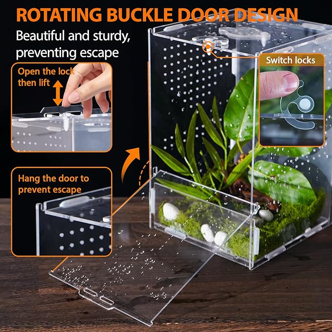Jumping Spider Enclosure, Acrylic Insect Terrarium, Bug Enclosure, Reptile Cage, Mantis Habitat, Arboreal Tarantula Enclosure, Snake Terrarium Kit, Scorpion Lizard Tank