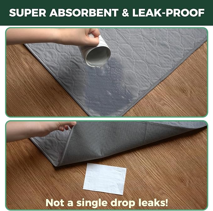 FXW Washable Pee Pads for Dogs, Puppy Pads with Super Absorbent, Specifically Designed for 24inch Cages, 23" × 17" Rectangle, Gray, 4 Packs