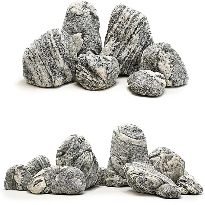 Natural Aquarium Rocks Silver Seiryu Rock Mountain Stone Fish Rocks for Aquariums and Terrariums Animal Feeding Box, Micro Landscape, Stone Landscape and Bonsai (5lb 2-5inch 4-5Pcs)