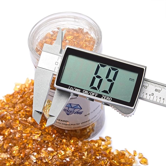TWINKLING High Luster Crushed Glass Glitter, Broken Glass, Fire Glass Gems Chips for Fire Pit, DIY Resin Art, Epoxy Crafts, Geode Painting, Aquarium Decoration, 6-9mm(370g/13oz.) (Dark Amber)