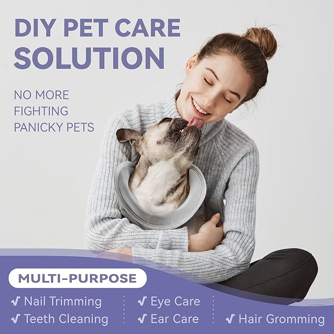 Dog Grooming Hammock Harness for Dogs & Cats with Pet Nail Clipper Trimmer - Cat Hanger Sling for Trimming Clipping Nails- Dog Hammock Restraint Bag for Small Medium Large pet ( Grey L )