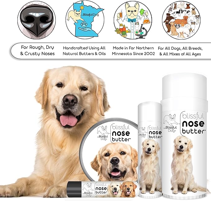 The Blissful Dog Golden Retriever Nose Butter, Versatile Dog Nose Balm for Dry Nose, Handcrafted Nose Moisturizer, Easy-to-Apply Dog Essentials, Unscented, 1 oz.
