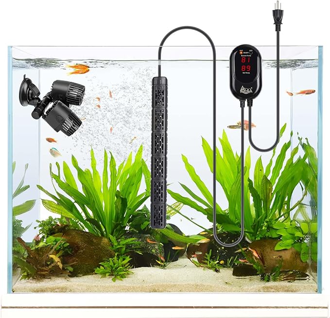 AQQA Fish Tank Heater,Aquarium Heater 50W 150W 250W 400W 500W 800W for 3-220 Gal,Set Temperature 59℉-93℉ Temperature Accuracy,Out of Water or High Temperature Automatic Power Off (150W to 15-30 gal)