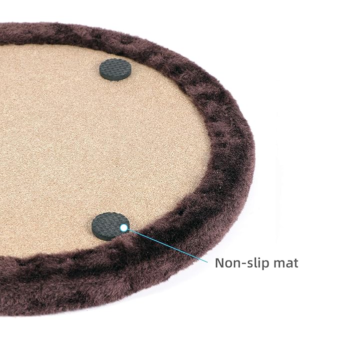 Happi N Pets Large Cat Self Groomer, Arch Grooming Brush with Heavy Wooden Scratching Pad, Rubbing Post & Toy, Cat Face Scratchers Body Massager, Cat Scratchers for Indoor Cats, Brown