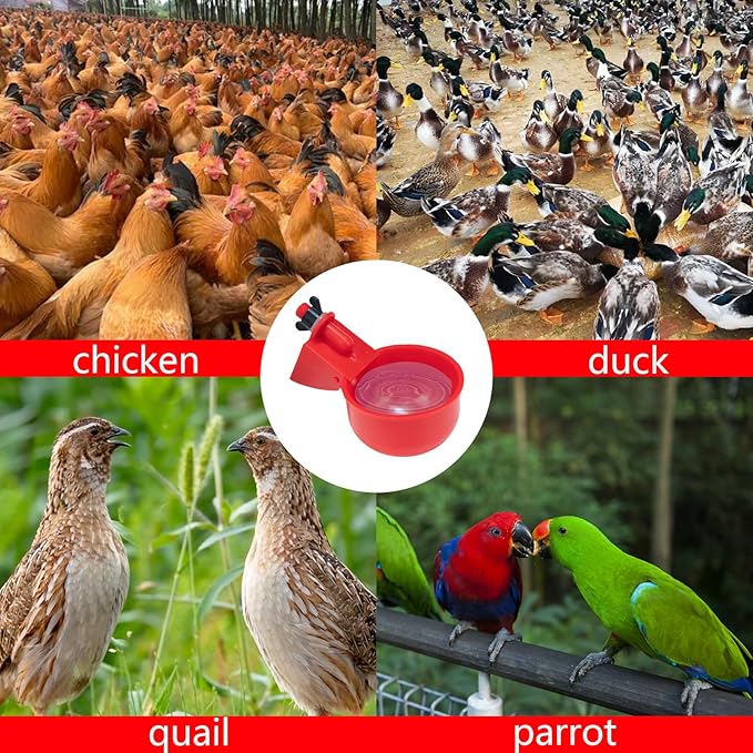 Pack of 16 Automatic Chicken Drinkers with Drill,Chicken Water Dispenser,Water Drinker,Poultry Drinker Set for Chickens, Ducks, Geese, Turkey, Pigeon TXZWJZ
