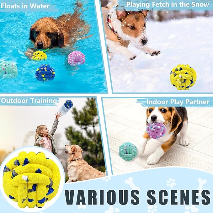 Dog Balls Tennis Ball Toys Dog Toy for Aggressive Chewers Indestructible Teething Chew Toys Water Toy Fetch Ball for Dogs (2 Pack)