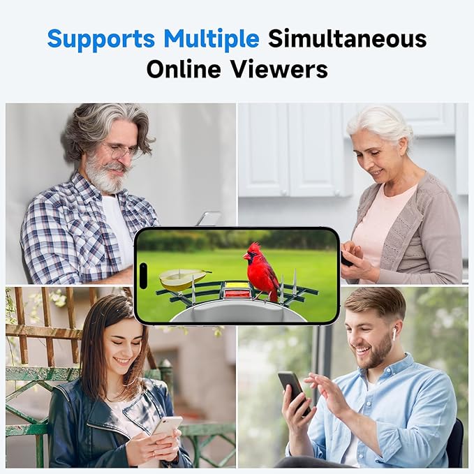 Smart Bird Feeder with Camera, 2K HD AI Identify Birds Species, Bir d Watching Camera with Solar Panel, Auto Capture Bird Videos & Instant Notifications, Ideal Present for Bir d Lover,Dark Blue