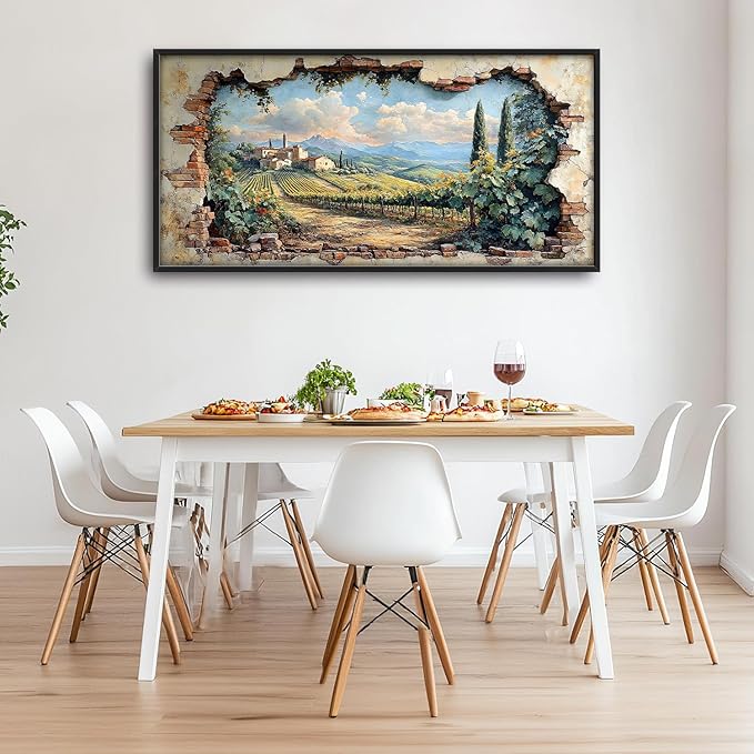 Large Farmhouse Country Landscape Wall Art for Living Room, Rustic Countryside Canvas Oversized Wall Decor, Vintage Scenery Framed Pictures Painting Print Artwork for Bedroom Office 60L" x 30W"