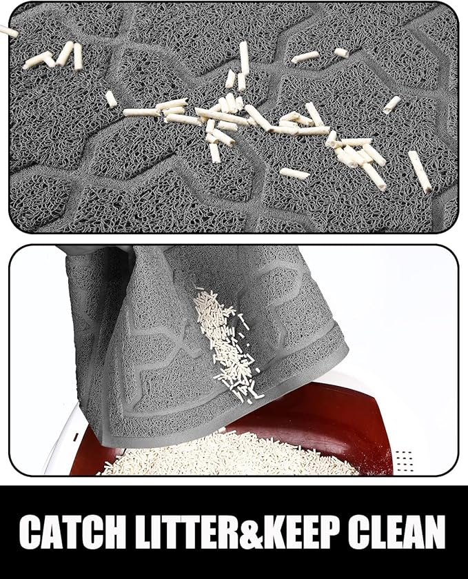 Yimobra Cat Litter Mat, 24"x20" Litter Mat with Litter Lock Mesh, Soft Cat Litter Mat Litter Trapping Mat, Easy to Clean, Non-Slip, Water Resistant, Litter Free Floors, Dark Grey