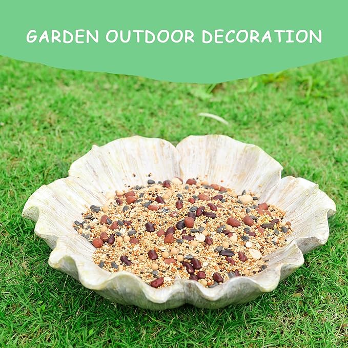 MUMTOP Bird Baths for Outdoors, Antique Outdoor Garden Bird Bath Resin Flower Birdbath Bowl for Outside Yard Table Decor