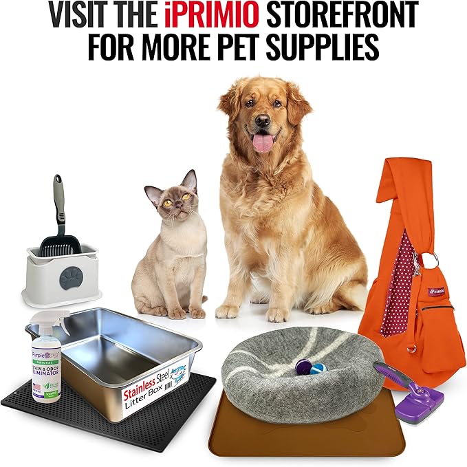 iPrimio Monster Metal Cat Litter Scoop with 17-Inch Long Handle - Extra Large Deep Shovel with Rounded Corners for Extended Reach and Soft Ergonomic Grip for Effortless Cleaning