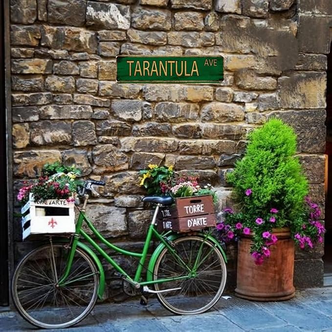 Vintage Metal Tin Sign TARANTULA AVE 4''x16'' inch, Street Sign for Home, Restaurant, Bar, Cafe, Garage - Retro Wall Decor Plaque