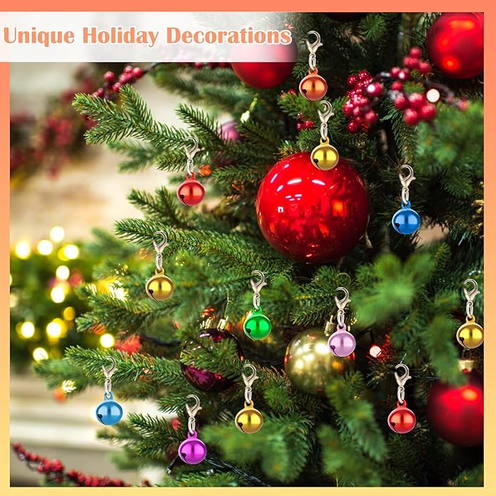 10PCS Dog Cat Bell for Collar with Loud Crisp Sound - Small Pet Collar Bells Made of Sturdy Metal - Pet Bell Gifts Dog Cat Collar Charms in Random Color - Jingle Bell for Christmas Decoration