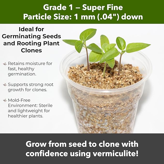 Organic Superfine Vermiculite for Indoor Gardening Plants and Mushrooms – Enhances Soil Aeration, Seed Germination, Rooting Cuttings – Small Packages and Bulk (Vermiculite Grade 1 - Superfine, 1 qt)