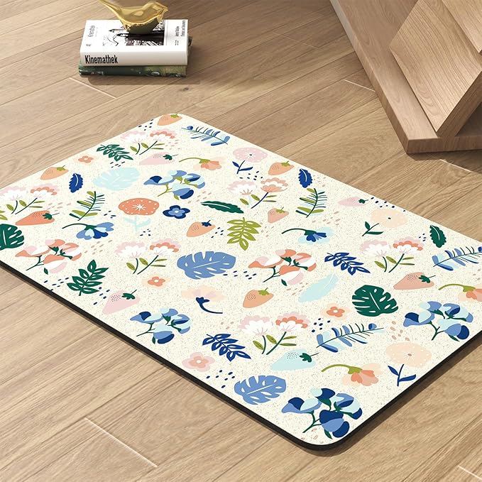 Pet Feeding Mat-Absorbent Dog Mat for Food and Water Bowl-No Stains Quick Dry Water Dispenser Mat-Dog Accessories Pet Supplies-Bowl for Messy Drinkers(LIGHTFLOWERS,17"x34"