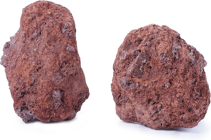 LANDEN Red Lava Stones (16lbs,3~10inch,11pcs) Aquarium Rock for Aquascaping Terrariums, Paludariums,Vivariums, Reptile and Amphibian Enclosures, Fish Tank Decoration Landscape Stone