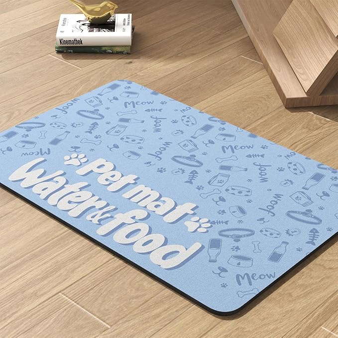 Pet Feeding Mat-Absorbent Dog Mat for Food and Water Bowl-No Stains Quick Dry Water Dispenser Mat-Dog Accessories Pet Supplies-Bowl for Messy Drinkers(PAW,17"x28"