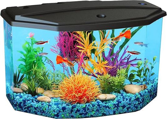 Koller Products Plastic 3-Gallon Aquarium Starter Kit with 4 Colors LED Lighting and Complete Filtration, Ideal for a Variety of Tropical Fish, Betta Fish, Tropical Fish, Cichlids, Ornamental Shrimp