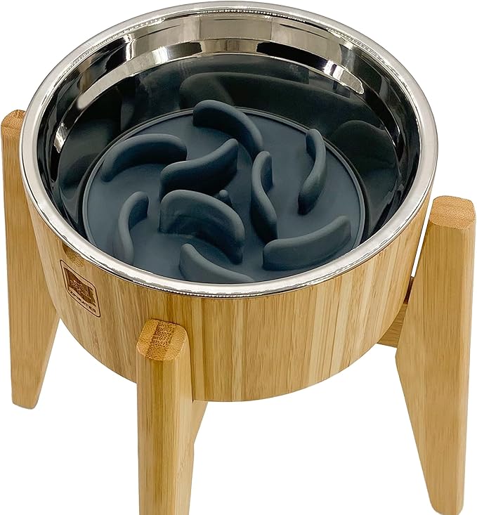 Slow Feeder Dog Bowls for Large Breed - 15-inch High Elevated, Raised Single Food Station - Detachable Parts, Suitable for Treats, Wet/Dry Pet Foods