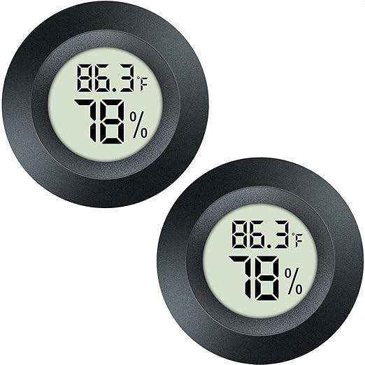 2 Pack Mini Hygrometer Thermometer Gauge Indoor/Outdoor Digital LCD Monitor Humidity Meter for Reptile Terrarium Humidor Incubators Jars Fahrenheit/Celsius(℉/℃) by DWEPTU