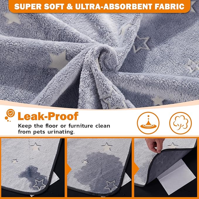 LOOBANI Washable Pee Pads for Dogs, Fast Absorption Reusable Puppy Pads, Waterproof Whelping Mats, Non Slip Training Pet Playpen Mat for Floor, Dog Crate, Grey, 1 Pack 65 x 48 in