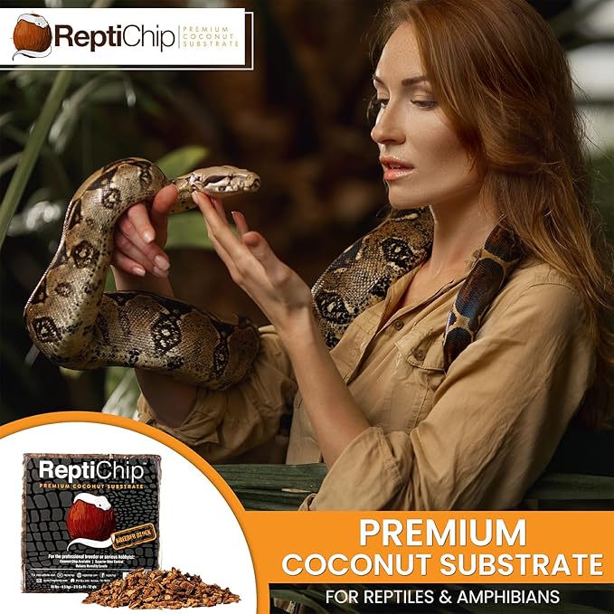 ReptiChip Reptile Substrate Coconut Chip Bedding 72 Quart Compressed Organic Coco Husk Block for Snake Habitat, Ball Python Terrarium, Turtle Tanks, Tortoise Enclosure (3 Pk)