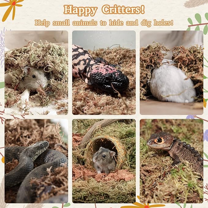 Riare 2.2LB Premium Sphagnum Moss for Reptiles- 50QT Natural Reptile Moss Dried, Forest Live Moss for Terrarium, Frogs Snake Peat Moss Bedding for Leopard Gecko Turtle Anoles Salamanders Orchid Plants