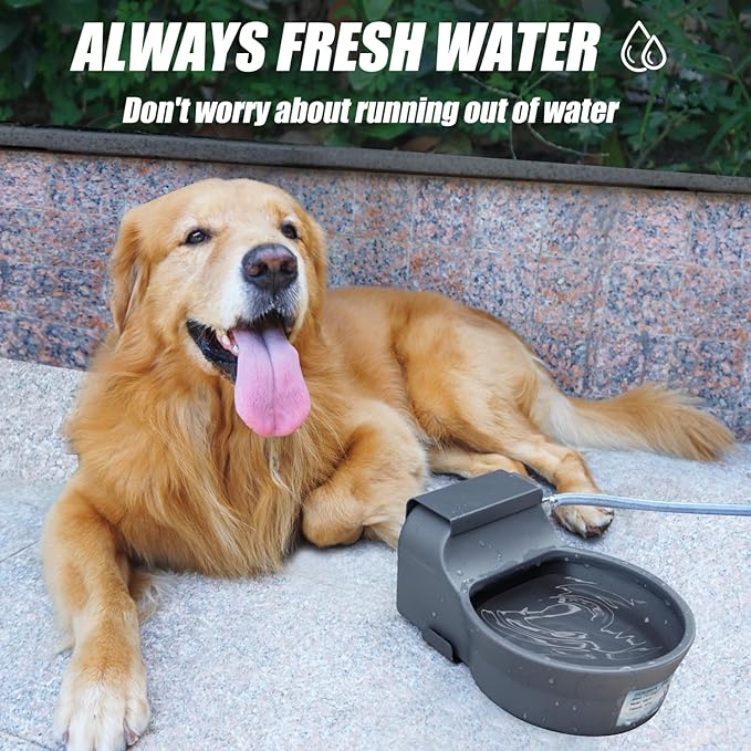 Automatic Water Dispenser for Dogs, Patented 2L Dog Water Bowl Dispenser, Automatic Chicken Waterer Fit 3/4'' GHT Faucet, Water Hose, Copper Connector Outdoor Dog Water Bowl for Livestock Animal