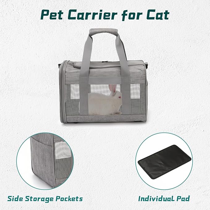 PINVNBY Small Pet Carrier, Guinea Pig Carrier, Bunny Carrier for Travel Camping Outdoor, Breathable Pet Portable Hand Bag for Hamster Bunny Guinea Pig(Gray)