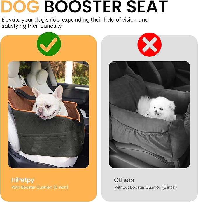 Dog Car Seat for Small Dog with Washable Mat, Memory Foam Booster Seat for Dogs Under 30lb, Elevated Pet Seat with Pockets, Anti-Slip Bed for Car, Perfect for Front & Back Seats with Safety Leash