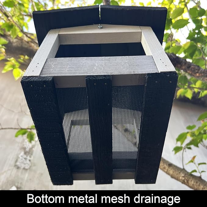 Wooden Hanging Bird Feeder Tray β Outdoor Platform Feeder for Cardinals, Squirrels, and Small Birds β Bird House Style for Backyard Garden (Grey)