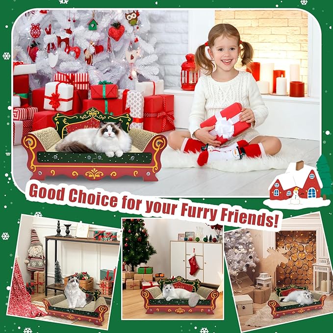 Luxury Cardboard Cat Scratcher Sofa Bed Couch Shaped Cat Scratching Board, Cat Scratch Lounge with Catnip,Cat Scratcher for Indoor Cats(Xmax)