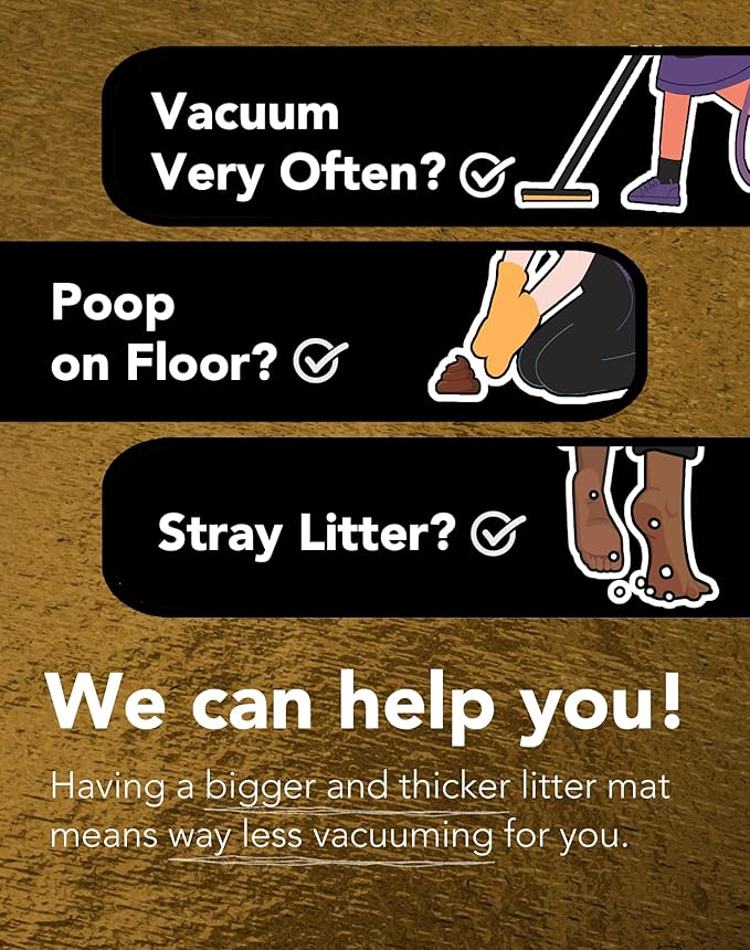 Lukamoo® Cute Cat Litter Mat (30’’x20’’), Large/L, for Kitty Litter & Cute Cat Litter Box, Litter Trapping Mat (Grey Tabby)