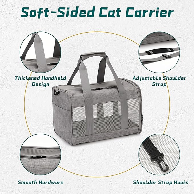 PINVNBY Small Pet Carrier, Guinea Pig Carrier, Bunny Carrier for Travel Camping Outdoor, Breathable Pet Portable Hand Bag for Hamster Bunny Guinea Pig(Gray)