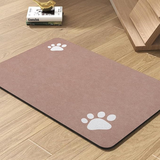 Pet Feeding Mat-Absorbent Dog Mat for Food and Water Bowl-No Stains Quick Dry Water Dispenser Mat-Dog Accessories Pet Supplies-Bowl for Messy Drinkers(Dusty Pink,12"x19"