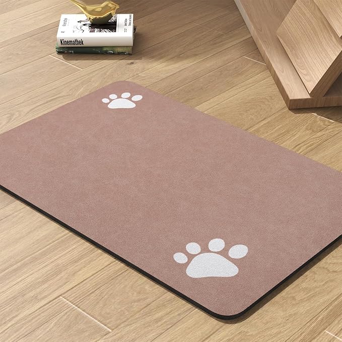Pet Feeding Mat-Absorbent Dog Mat for Food and Water Bowl-No Stains Quick Dry Water Dispenser Mat-Dog Accessories Pet Supplies-Bowl for Messy Drinkers(Dusty Pink,23"x34"