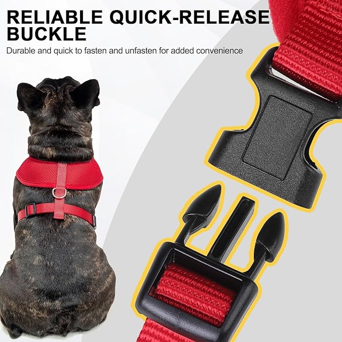 BINGPET No Pull Dog Harness for Small Medium Dogs,All Weather Mesh Step in Vest Harness for Small Dogs,Breathable Mesh Puppy Cat Harnesses,Step-in Air Dog Harness for for Small Dogs,Red,Small