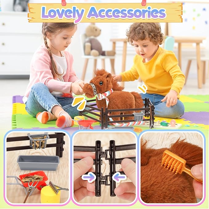 Tagitary Plush Horse Toys for Kids,Electronic Interactive Plush Toys with Leash That Making Sounds,Walking,and Wagging Tail,Stuffed Horse Realistic Pet for Boys Girls