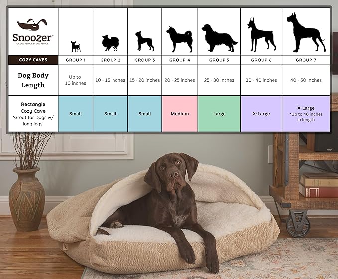 Snoozer Pet Products Luxury Rectangle Cozy Cave, Wag Collection, Small, Pedigree Storm