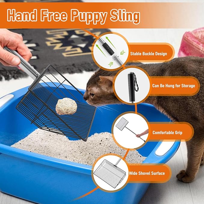 Chicken Coop Pooper Scooper, 36" to 67" Stainless Steel Long Handle Cat Litter Scoop, 5 Segment Extendable Dog Poop Scooper Long Handle, Pet Pooper Scooper for Chicken Dog Cat Manure Rabbit Manure