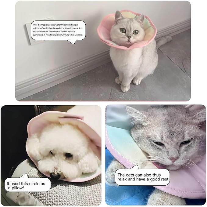 Touchdog Foldable Dog Cone Collar for Cats & Dogs - Adjustable Soft Recovery Collar with Waterproof PU Coating, Lightweight Design, 24.5cm/9.6in Wide Barrier (Pink Gradient Color, XL)