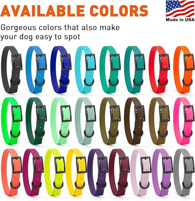 Dogline Biothane Waterproof Dog Collar Strong Coated Nylon Webbing with Black Hardware Odor- Proof for Easy Care Easy to Clean High Performance Fits Small Medium or Large Dogs, Amethyst Purple