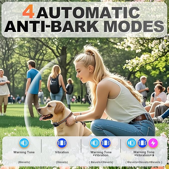 Upgraded Anti-Bark Collar with Remote Control, 2-in-1 Dog Training Collar&Dog Bark Collar with 5 Adjustable Sensitivity,Smart Anti Barking for Large Medium Small Dogs E Collar-Orange