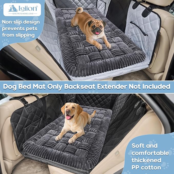 Dog Car Bed Mat, Non-Slip Backseat Extender Pet Blanket, Plaid Dog Bed for Trucks, Sedans & Large SUVs, Chew-Resistant Travel Pad for Dogs, Easy Clean & Scratch-Proof & Comfort(56"x28.7" Gray