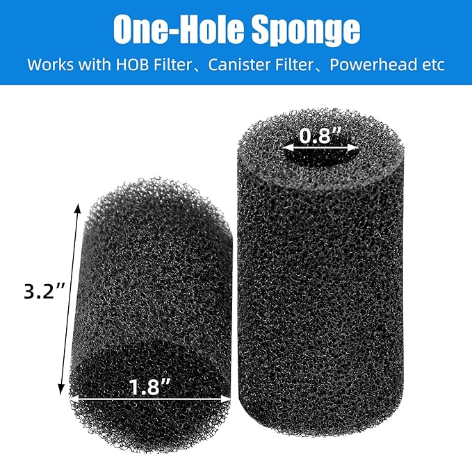 AQUANEAT 12-Pack Pre-Filter Sponge for Aquarium Shrimp Fry Fish Tank Filter 0.8 Inch Intake, Replacement Foam Cover
