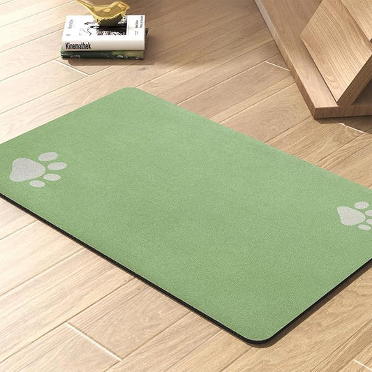 Pet Feeding Mat-Absorbent Dog Mat for Food and Water Bowl-No Stains Quick Dry Water Dispenser Mat-Dog Accessories Pet Supplies-Bowl for Messy Drinkers(Green,23"x34"