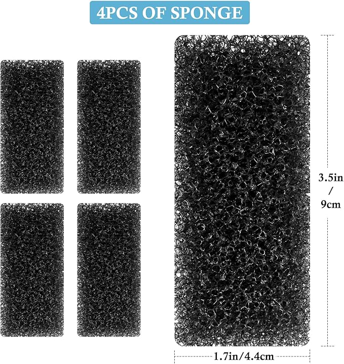 FEDOUR Submersible Aquarium Internal Filter, Filter with Water Pump for Fish Tank up to 35 Gallon (Sponge 4pcs for 8W)