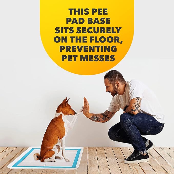 TidyFriend 2 Pack Dog Pee Pad Holder Tray Fits for 24” x 24” Wee Wee Pee Pads - Stable Grip, Raised Edges, Quick-Wipe Silicone Surface Dog Potty Tray Holder for Indoor Flooring Protection (White)