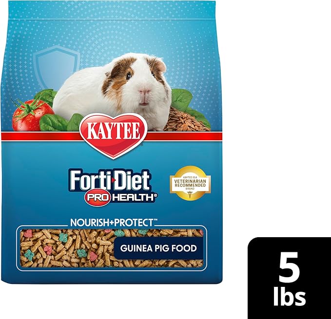 Kaytee Forti-Diet Pro Health Nourish+Protect Guinea Pig Food, Comprehensive Nutrition Backed by Science, Digestive Health, Immune Support, 5 pounds